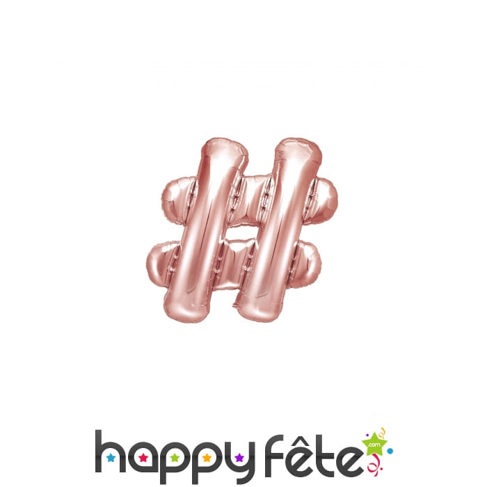 Ballon hashtag rose doré de 35 cm