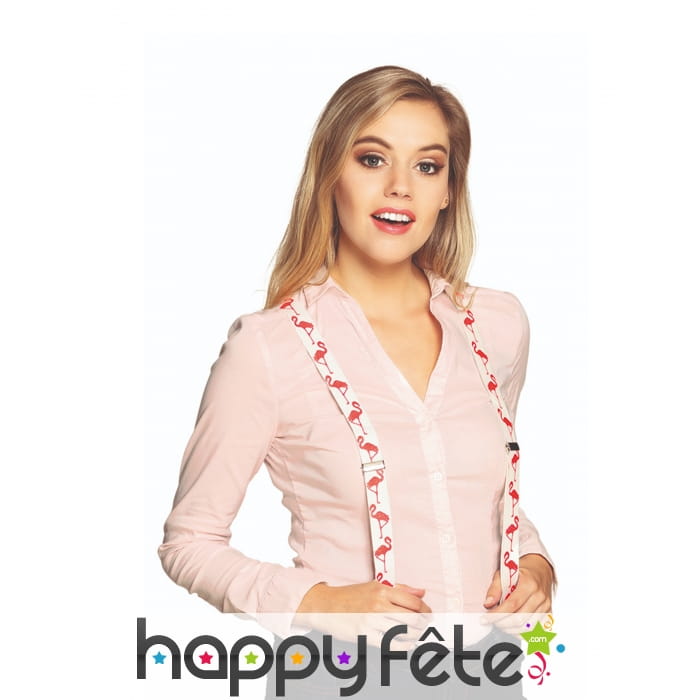 Bretelles imprimé flamant rose pour adulte