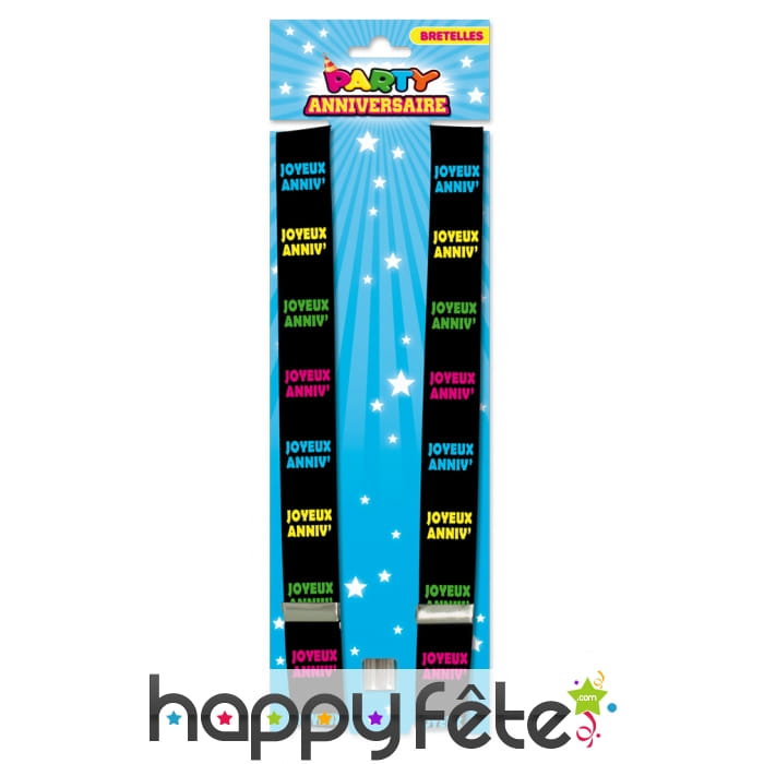 Bretelles imprimé Joyeux anniversaire multicolore