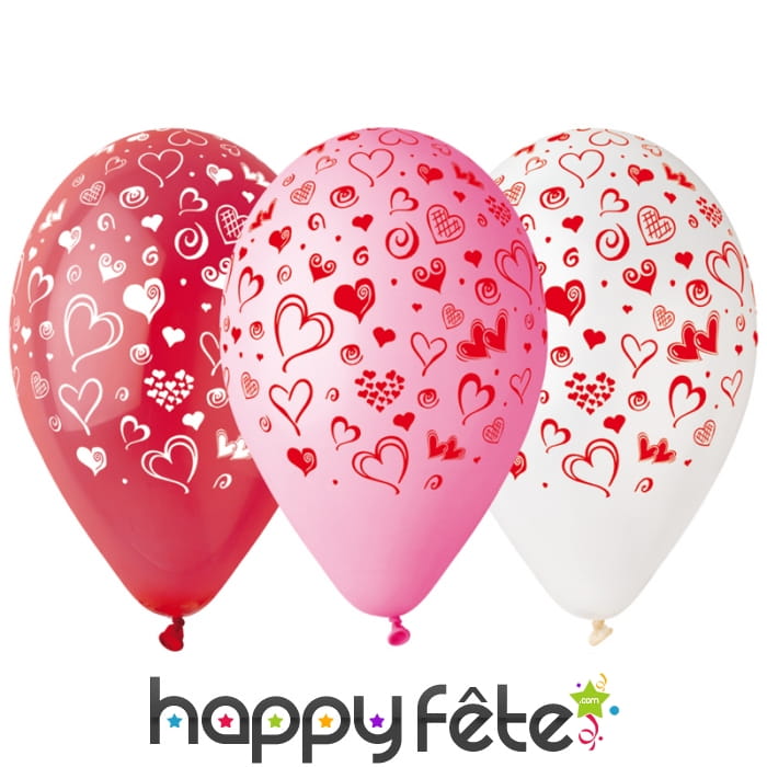 Ballons imprimés motifs coeur