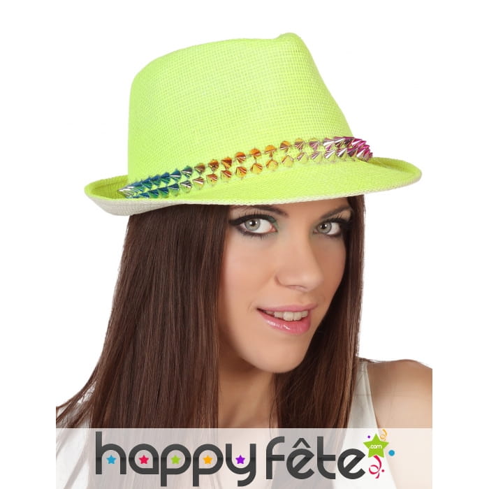 Borsalino jaune clouté multicolore 12x28cm