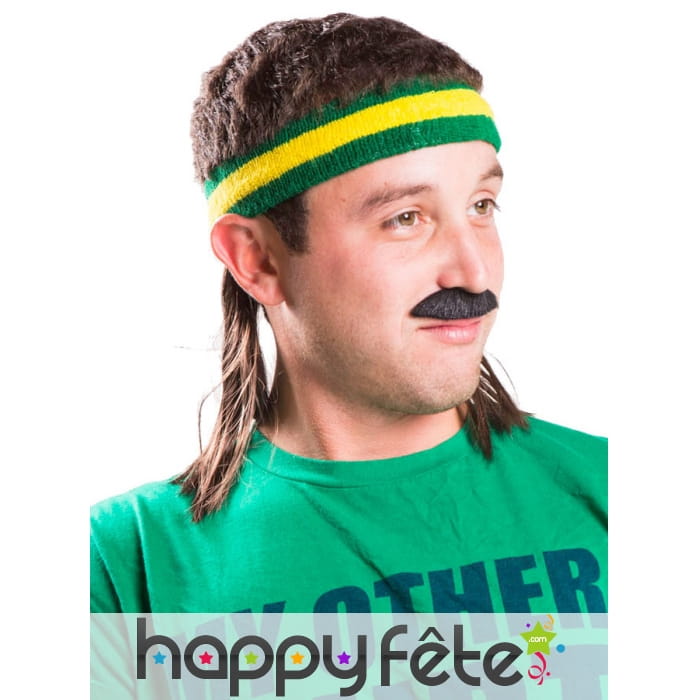 Bandeau jaune et vert avec cheveux coupe mulet