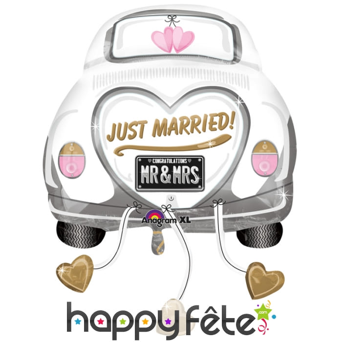 Ballon just married en forme de voiture