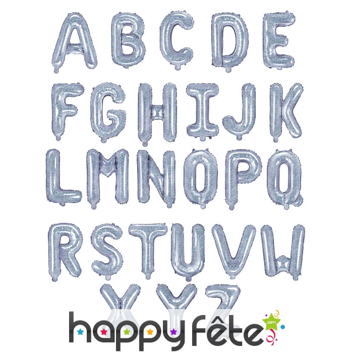 Ballon lettre argenté iridescent de 35 cm