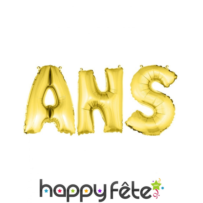 Ballons lettres ANS dorés de 36 cm