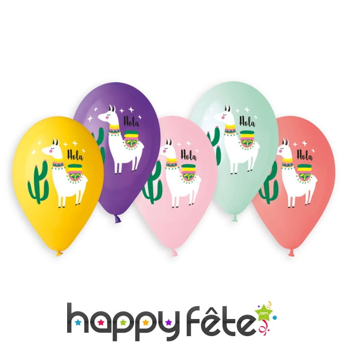 Ballons lama colorés, par 5