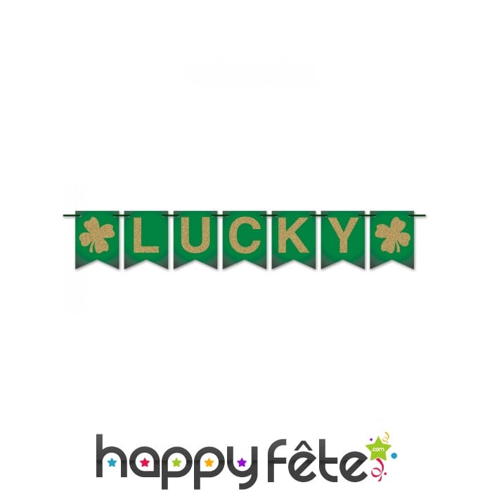 Banderole Lucky de 180 cm, verte et dorée