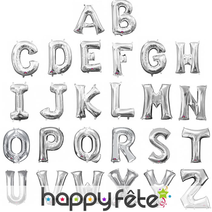 Ballon lettre en aluminium argenté de 33 cm