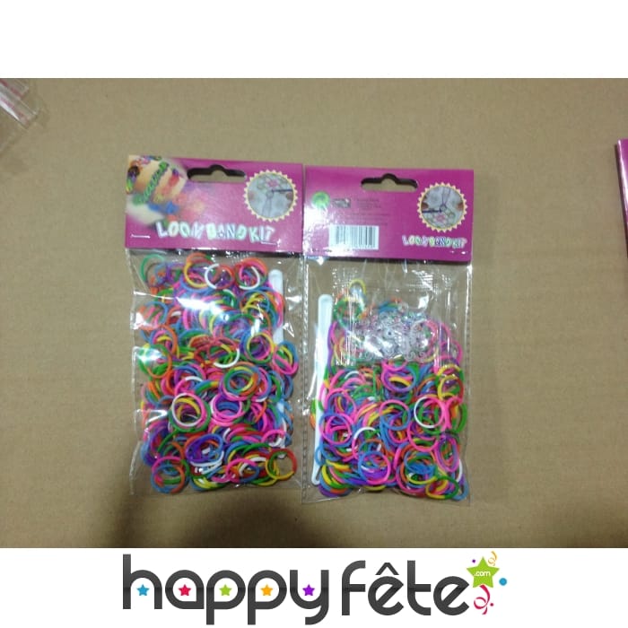 Bracelet loom élastique, 300 anneaux bicolores