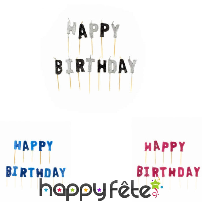 Bougie lettres Happy Birthday sur pic
