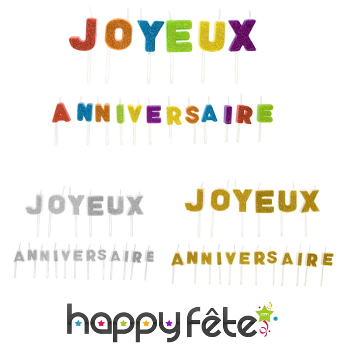 Bougies lettre joyeux anniversaire sur pique