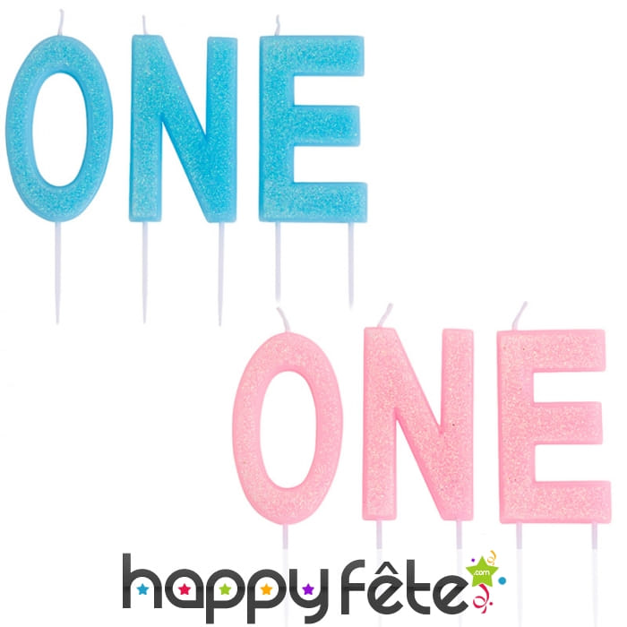 Bougies lettres ONE de 9,5 cm