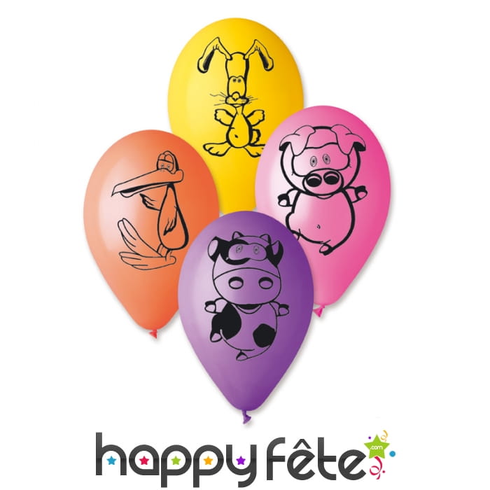 Ballons motifs animaux de la ferme rigolos