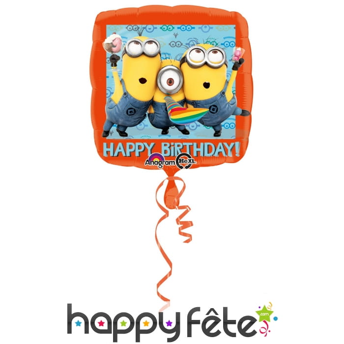 Ballon Minions carré de 43 cm en alu