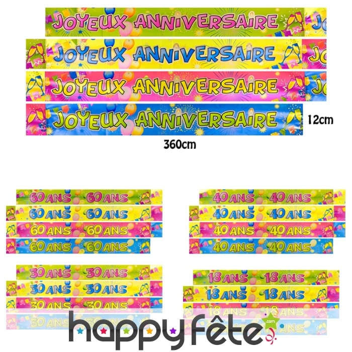 Bannière métallisée d'Anniversaire 3,6m