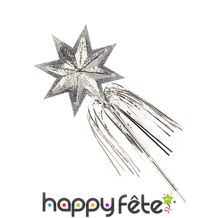 Baguette magique en forme d'étoile argentée, 45 cm
