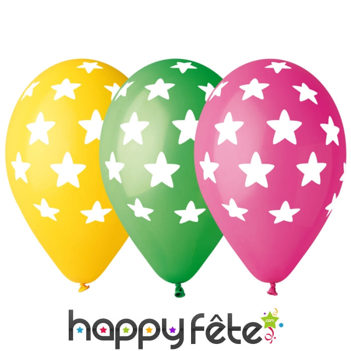 Ballons motifs étoilés multicolores