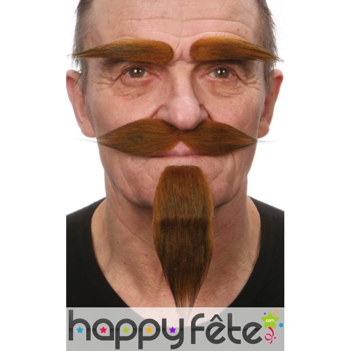 Barbichette, moustaches et sourcils chatains