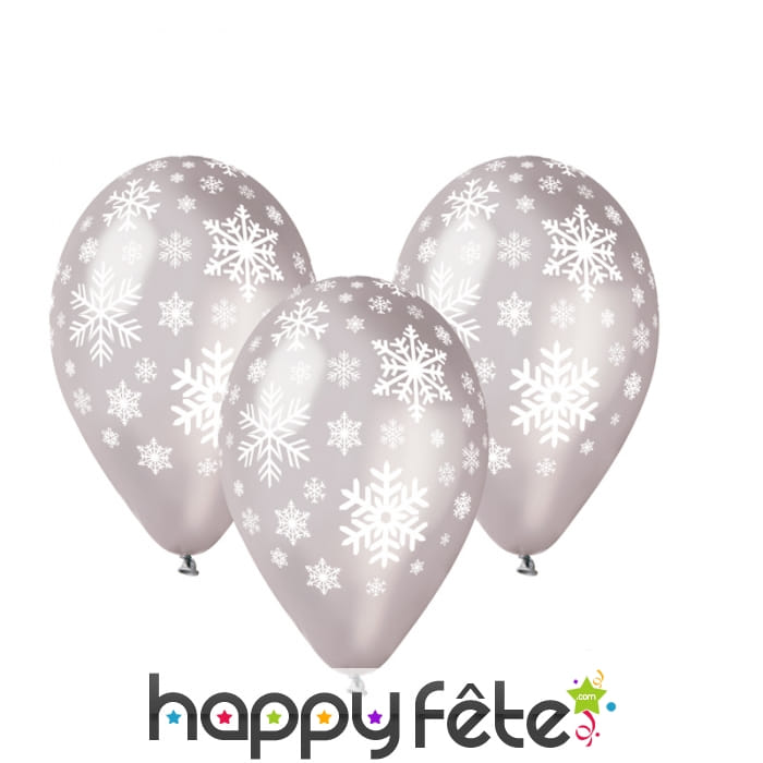 Ballons motifs flocons de neige, argentés