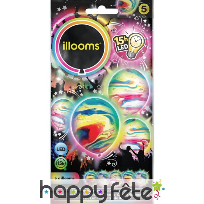 Ballons marbrés lumineux multicolores