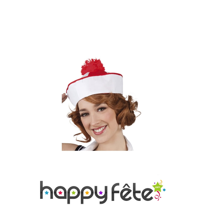 Bob marin rouge et blanc avec pompom