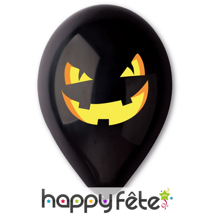 Ballons noirs avec visage de citrouille, 30cm