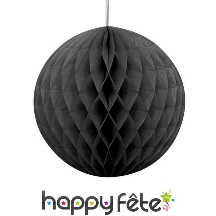 Boule noire alvéolée en papier de 20cm