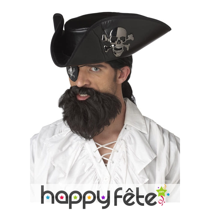 Barbe noire de pirate avec moustache pour adulte