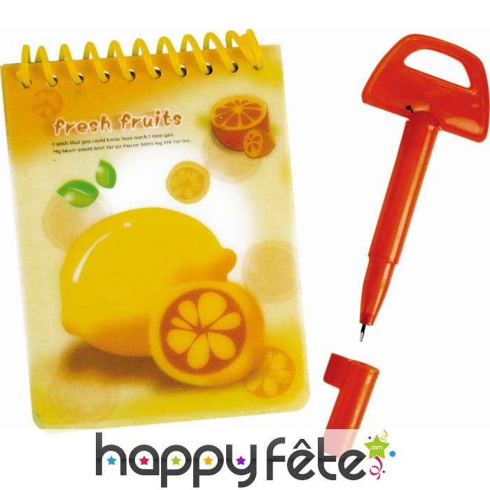 Bloc notes fruits avec stylo