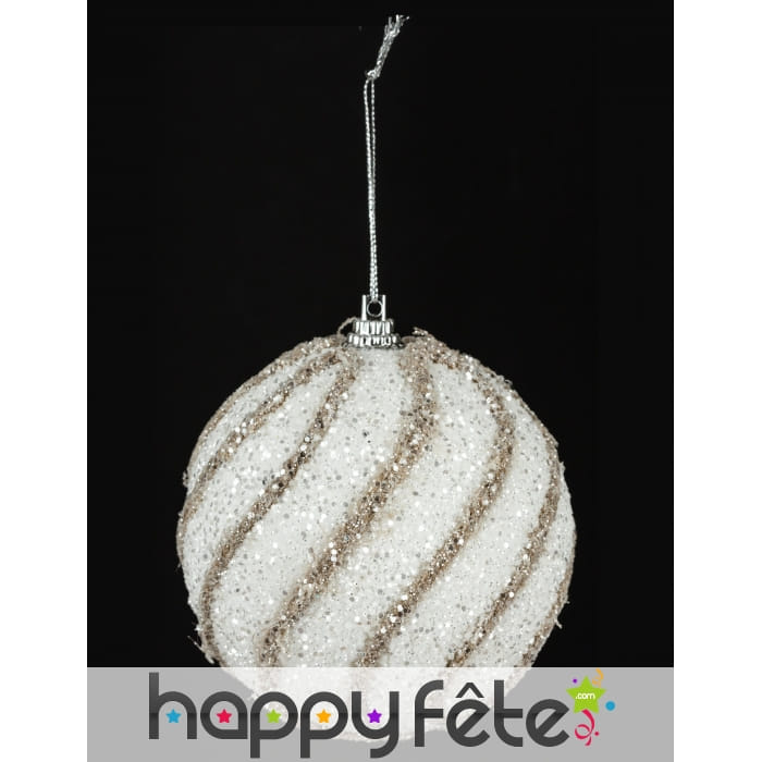 Boule Noël Féerique Spirales Dorées, 8cm