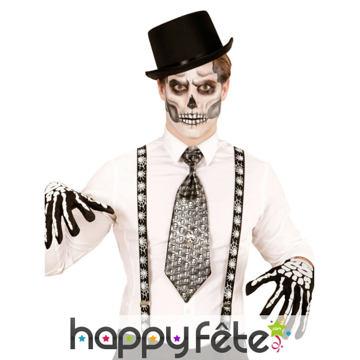 Bretelles noires imprimées toile d'araignée