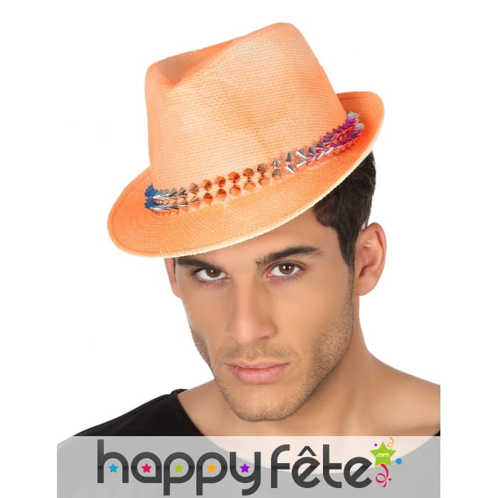 Borsalino orange clouté multicolore 12x28cm