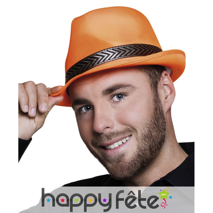 Borsalino orange uni avec liseret doré noir