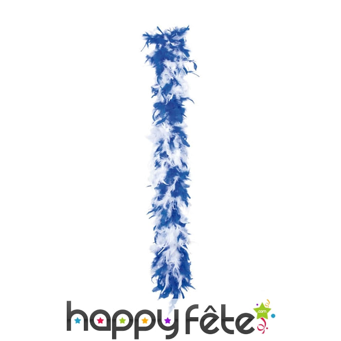 Boa plume blanche et bleue 180 cm