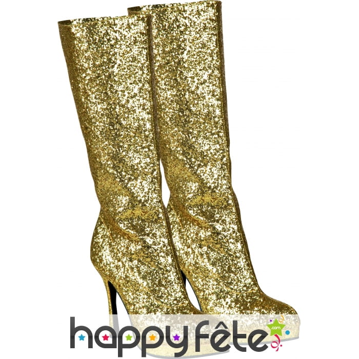 Bottes paillettes dorées