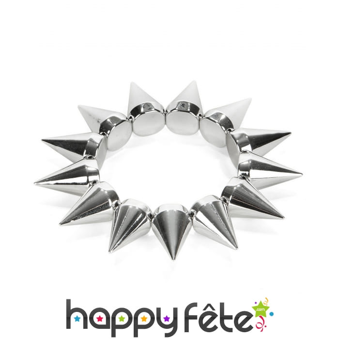 Bracelet punk de longs clous argentés