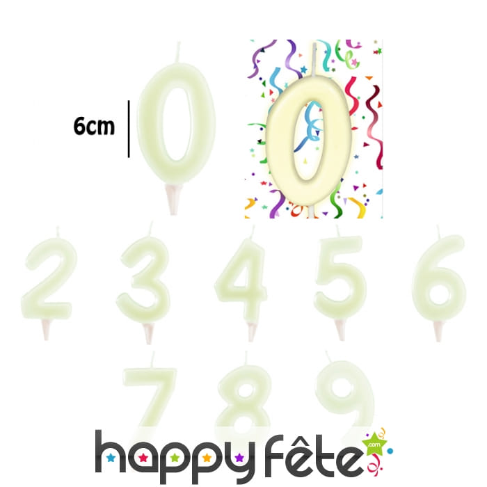 Bougies phosphorescentes en chiffres de 6 cm