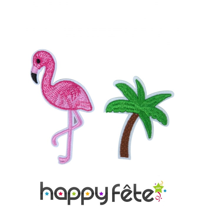 Broches palmier et flamant rose