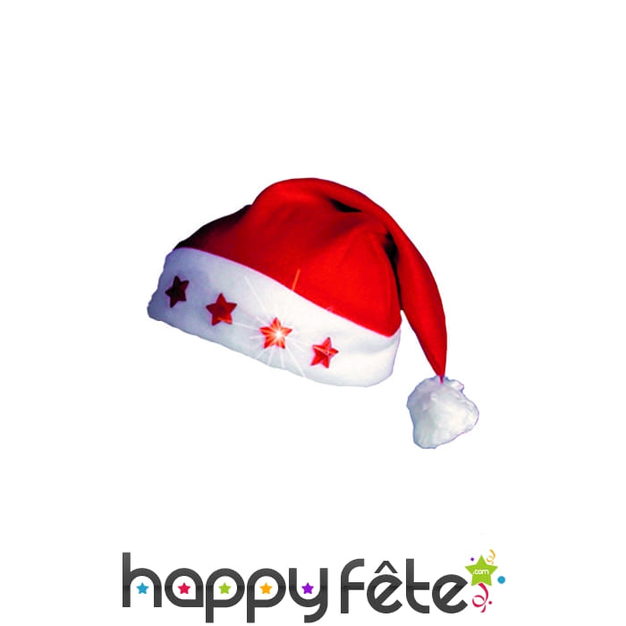 Bonnet père noël lumineux motif étoiles