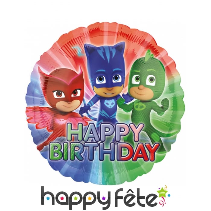 Ballon Pyjamasques rond Happy Birthday, 43cm