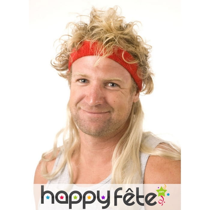 Bandeau rouge avec cheveux blonds coupe mulet