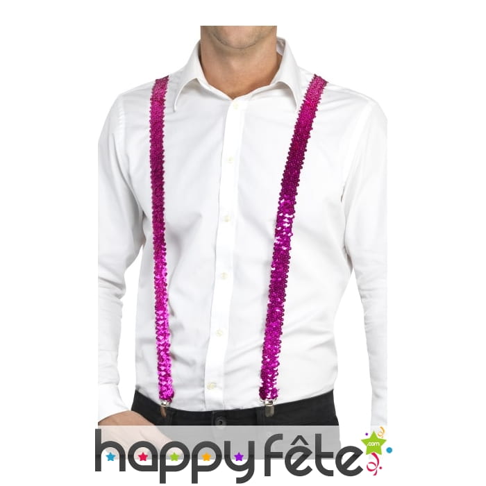 Bretelles rose à sequins