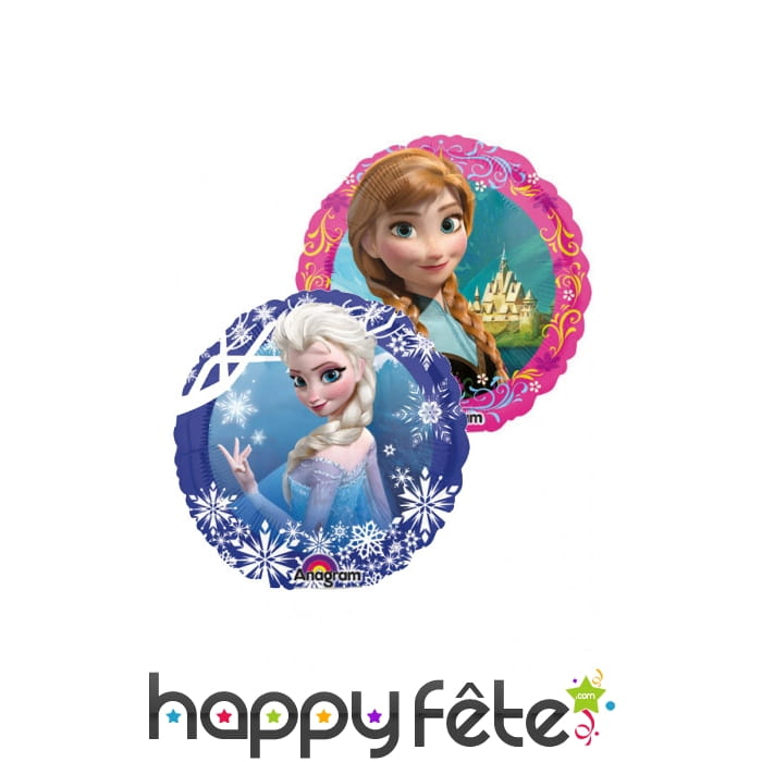 Ballon Reine des Neiges Anna et Elsa rond 23cm
