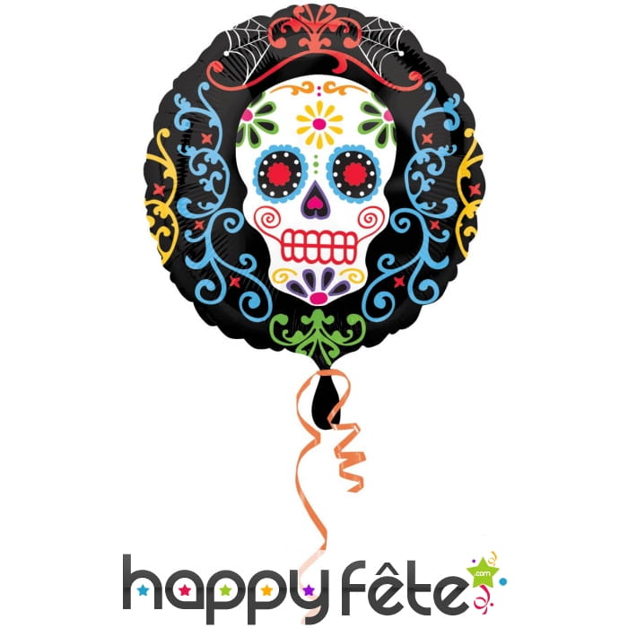 Ballon rond Dia de los Muertos coloré 43 cm