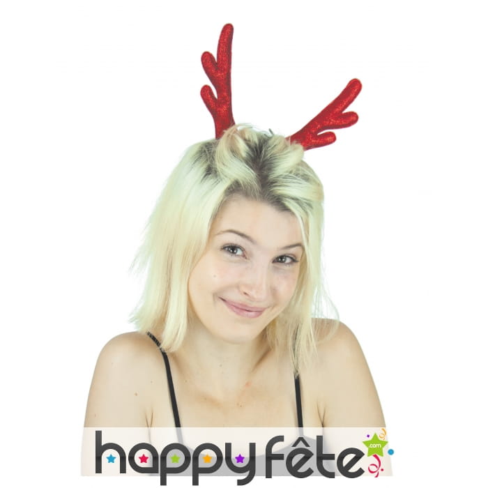Bois rouges de renne de Noël sur barrette, femme