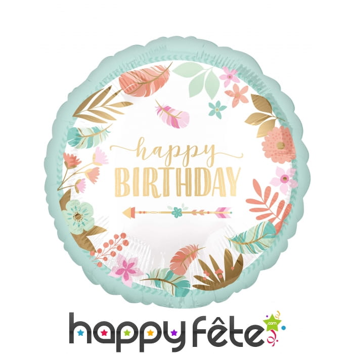 Ballon rond happy birthday flèche indien de 43 cm