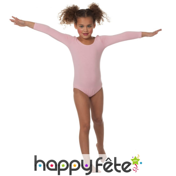 Body rose longues manches, pour enfant