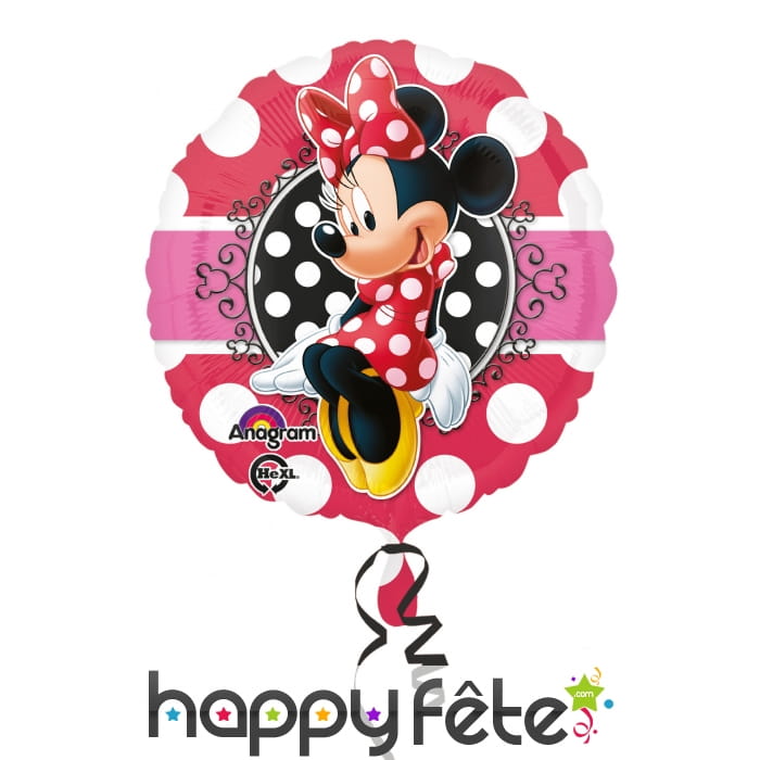 Ballon rond Minnie Mouse à pois, 43 cm
