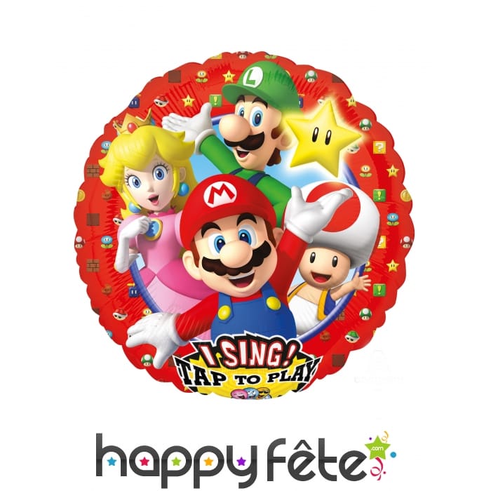 Ballon rond musical Super Mario de 71 cm