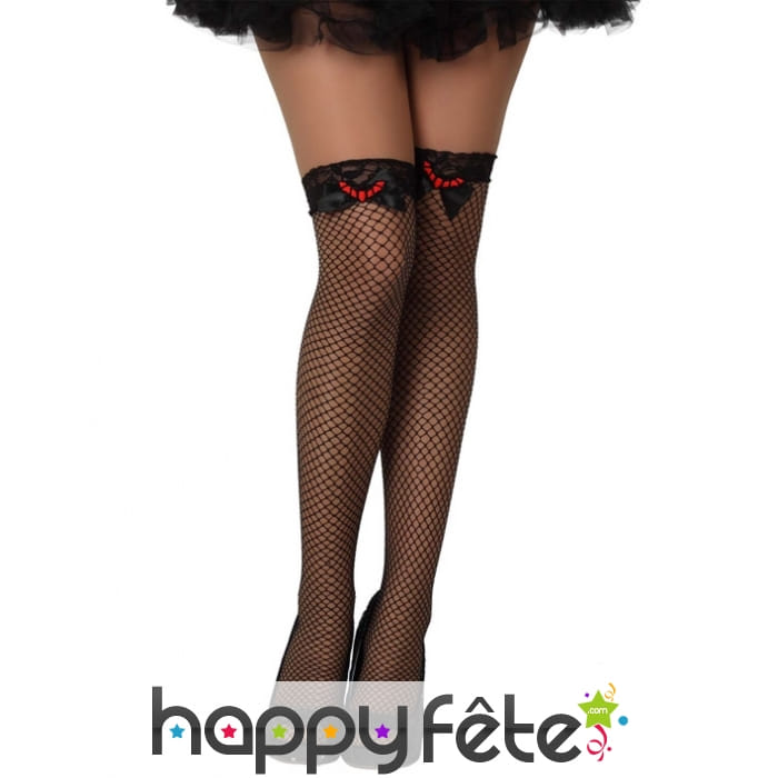 Bas résilles noir chauve-souris et noeud